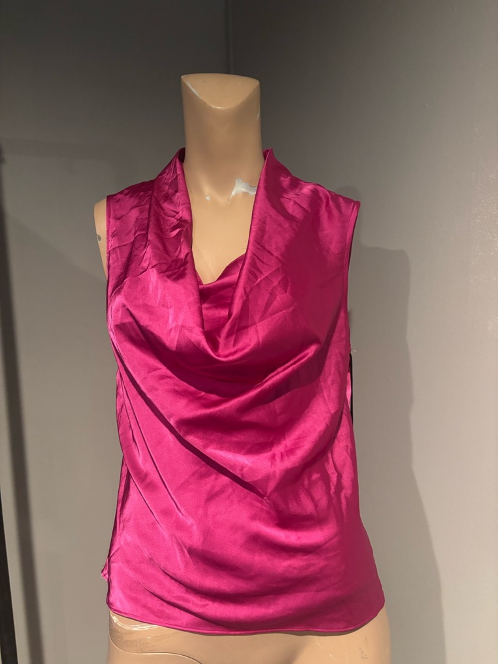 Calvin Klein Hot Pink Satin Cowl Neck Shell